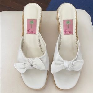 Lilly Pulitzer Leather woven wedge sandals
